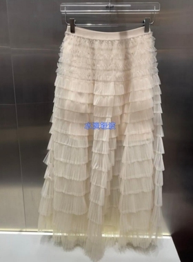 3I2S404吊牌1590小地素dzzit专柜正品2024夏女士网纱长半裙长裙火