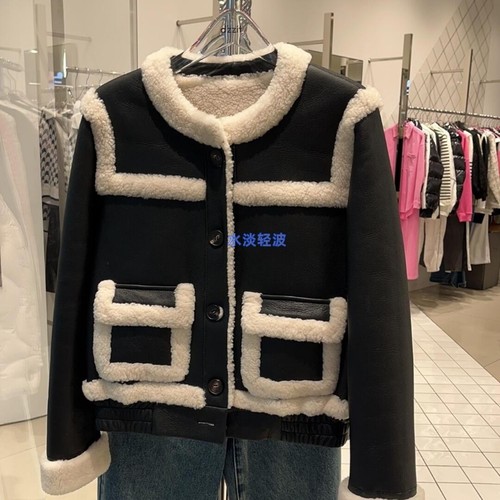 3H4M406吊牌6990小地素dzzit专柜正品2023冬羊皮皮毛一体外套上衣