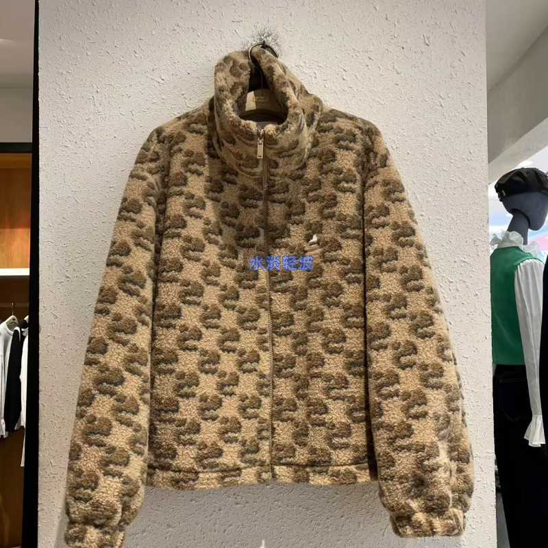 3H1G229吊牌1790小地素dzzit专柜正品2023春提花羊羔绒宽松外套