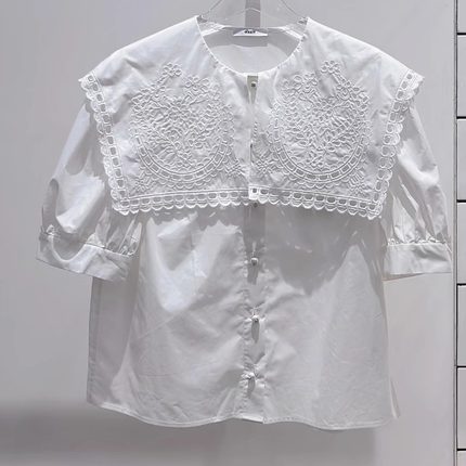 3H2D306吊牌995小地素dzzit专柜正品2023夏大方领白色衬衫