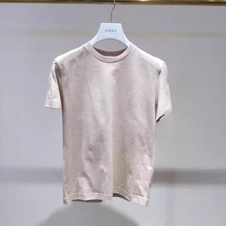1E2B327吊牌1590元D高地素专柜正品2022夏女士爱心烫钻T恤