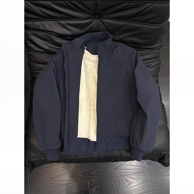 藏青男士秋冬短款廓形飞行棉服