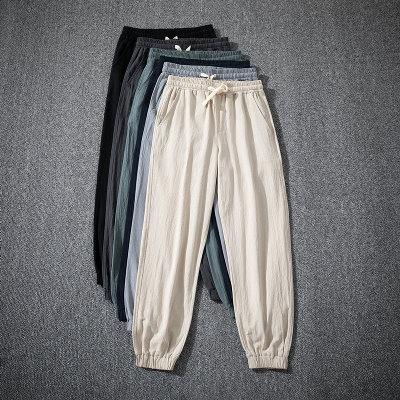 夏季睡裤男士纯棉绸灯笼裤宽松人造棉薄款大码家居成人防蚊裤子女