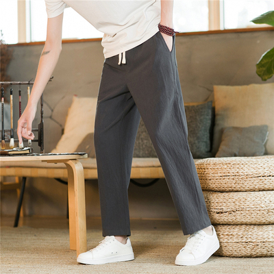 夏季九分裤亚麻宽松中国风