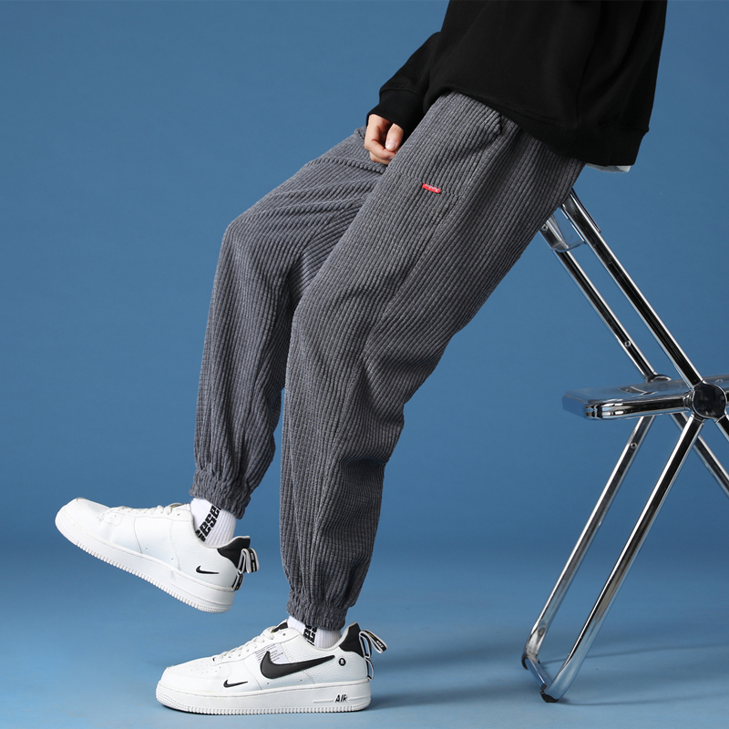 宽松灯芯绒男裤春秋季秋冬粗条绒
