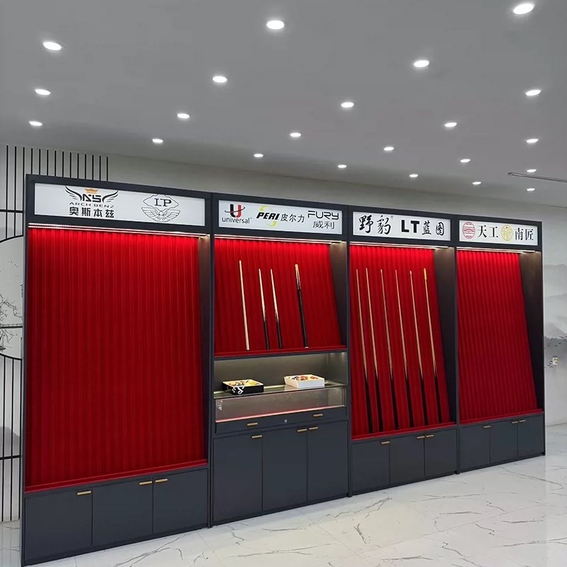 台球室厅存杆柜桌球台球室厅器材展示柜定制球房会员杆公杆展示柜