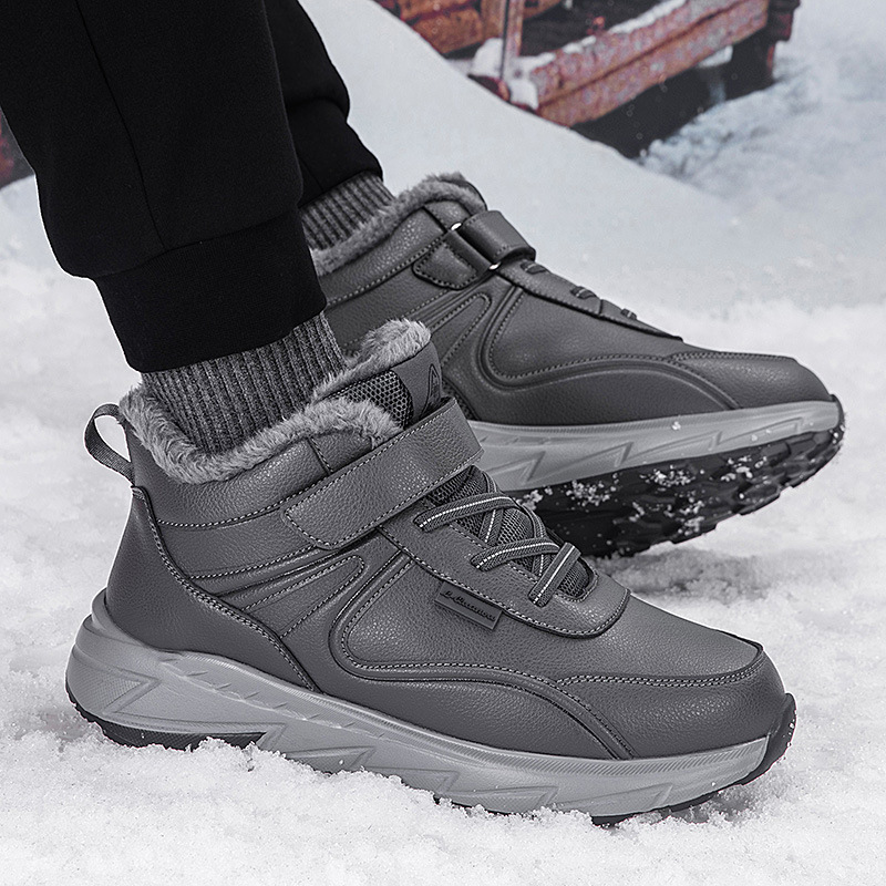 冬季加绒保暖防水皮面老人鞋妈妈