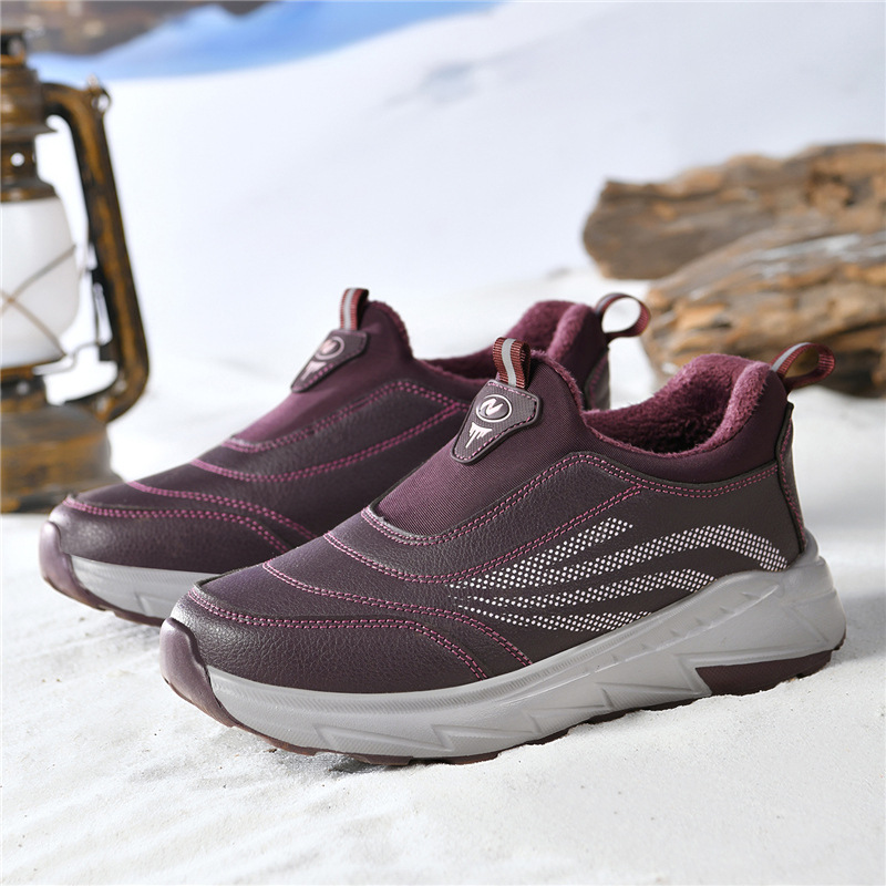 冬季大码跨境保暖鞋男女皮面防水