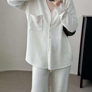 【迎新春  收官战】慵懒韩系蕾丝口袋针织毛衣1807