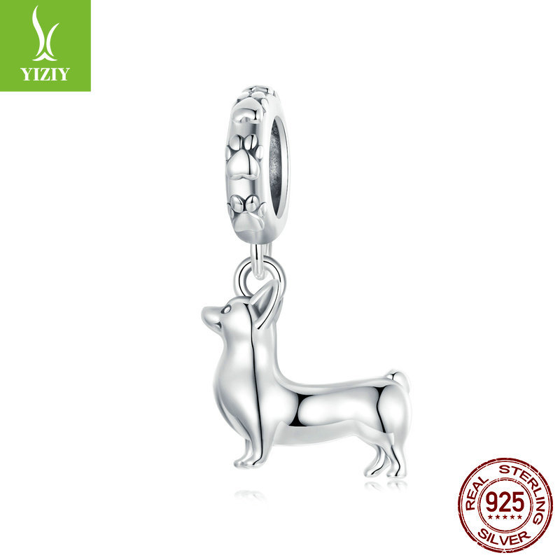 热卖款柯基犬diy吊坠配件 可爱动物小狗s925银手链