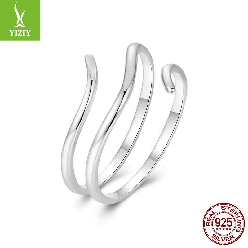 新款时尚简约多圈活口戒指 精致高级感s925纯银指环手饰