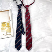 HOW拉链免打易拉得条纹懒人职场窄版 蓝红领带男女