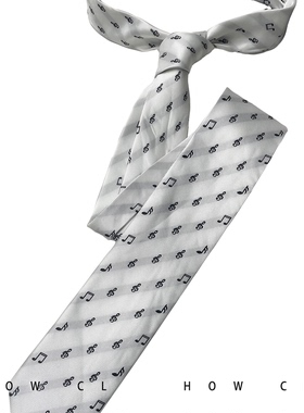 HOW CL音符格子窄长款手打领带腰带男女休闲细格子时尚百搭