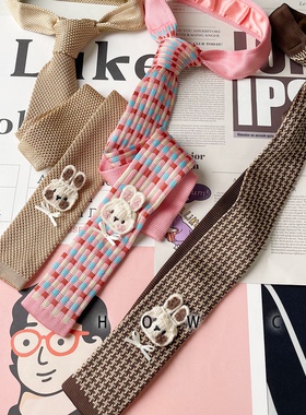 HOW CL针织小众个性自创纯色小熊男女拍摄彩色百搭秋冬款手打领带