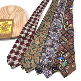 搭配男士 女手打领带 西装 HOW复古印花腰果碎花宽版