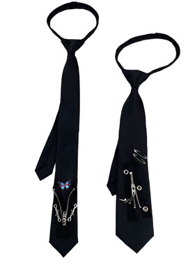 HOW CL自制拉链款朋克暗黑学院风土酷潮涤纶丝个性款易拉得领带