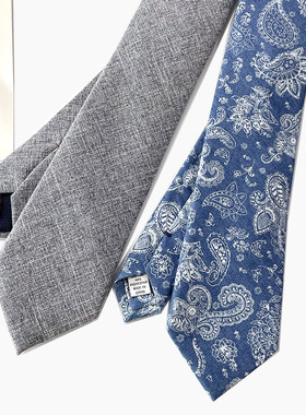 HOW CL复古牛仔蓝深灰男士宽版领带商务正装腰果经典款百搭个性