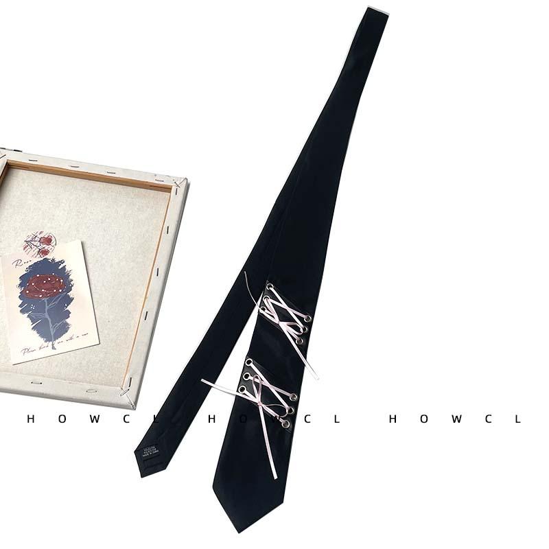 HOW CL自制原创手打蝴蝶结朋克男女黑色ins简约百搭领带