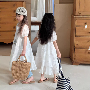 2026夏装新款儿童法式拼接蕾丝长裙沙滩裙女童气质感高级小众裙子