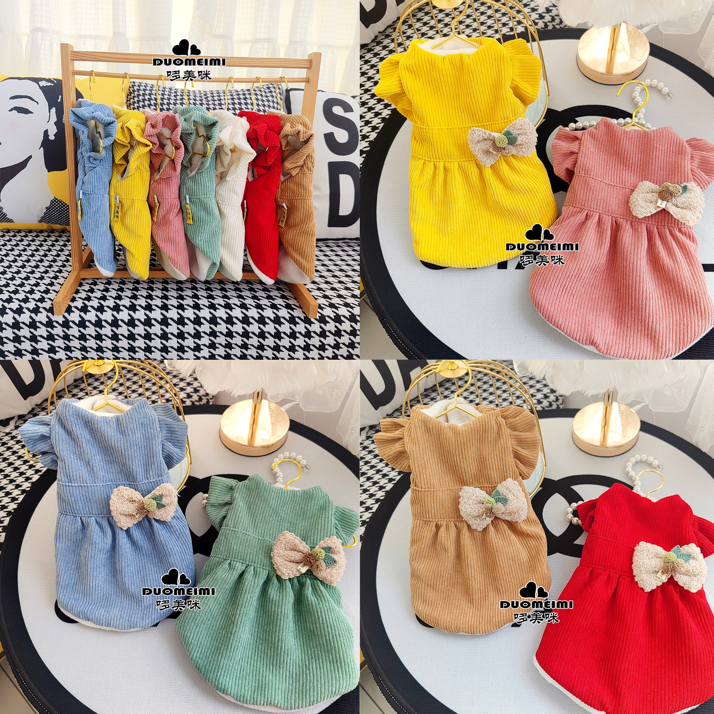 哆美咪无毛猫 斯芬克斯衣服 德文蝴蝶结冬季加绒日系风甜美花边裙