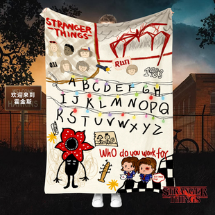 美剧怪奇物语周边毯子异次元 主题卡通加厚法兰绒羊羔绒毯宿舍毛毯