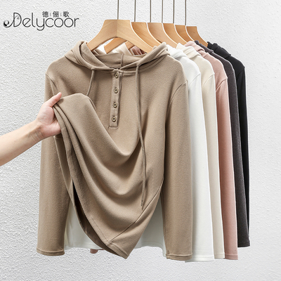 德绒连帽卫衣女加厚双面磨毛上衣