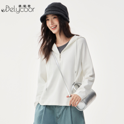 德绒连帽卫衣打底衫女拉链帽衫