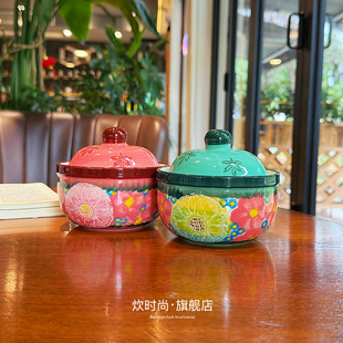 【老板娘自留款】绿影黛粉炖盅家用瓦罐炖罐陶瓷带盖隔水炖罐蒸蛋