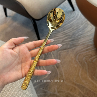 【五星级餐勺出口单】316品级不锈钢喝汤勺主餐更锤纹大圆头勺子