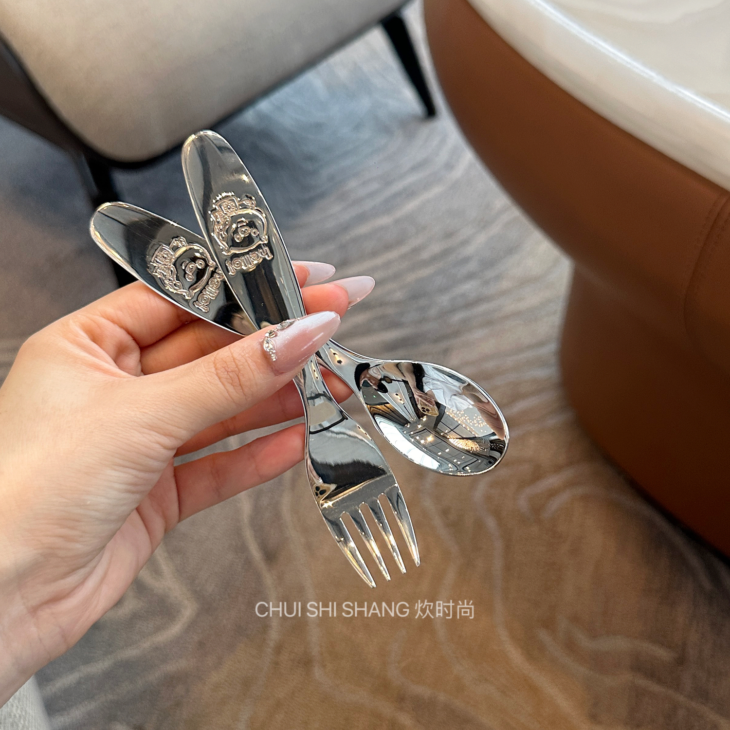 316不锈钢勺子叉子宝宝吃饭勺