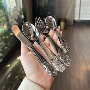 宝宝吃西餐的餐具！316不锈钢儿童餐具套装西餐刀叉勺子四件套