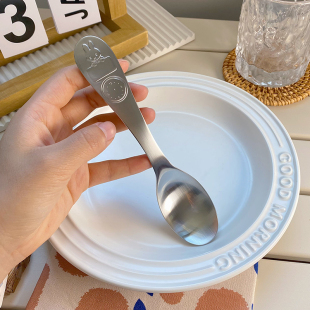 出口单18 漂亮 10不锈钢卡通兔宝宝吃饭勺子 老板娘自留款