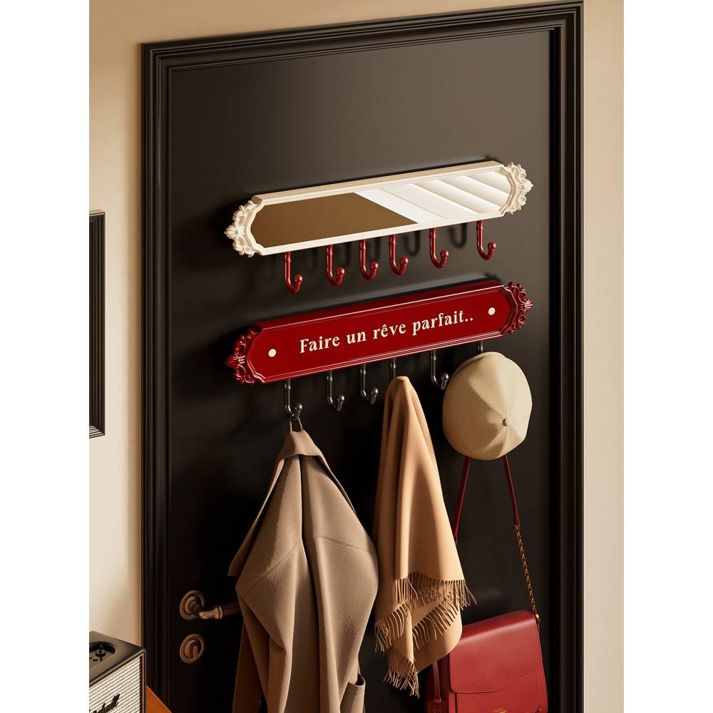 法式镜面吸盘挂钩联排多功能高颜值2025新款挂钥匙毛巾挂脸盆架