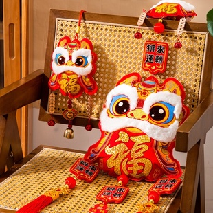 2026马年新款大号醒狮铃铛挂件春节新年装饰过年喜庆挂饰家用布置