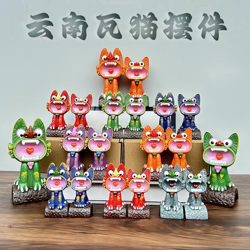 云南瓦猫瓦当猫摆件雕塑小品灵兽石敢当桌面装饰旅游伴手纪念