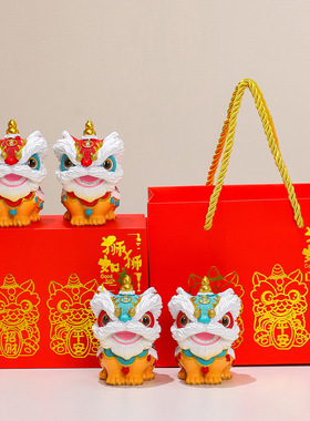 国潮醒狮文创礼品创意舞狮伴手礼新年摆件节庆礼品中式家居装饰品