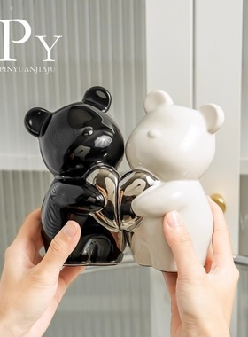 暴力熊陶瓷书立摆件感小众客厅玄关电视柜酒柜轻奢装饰品摆件