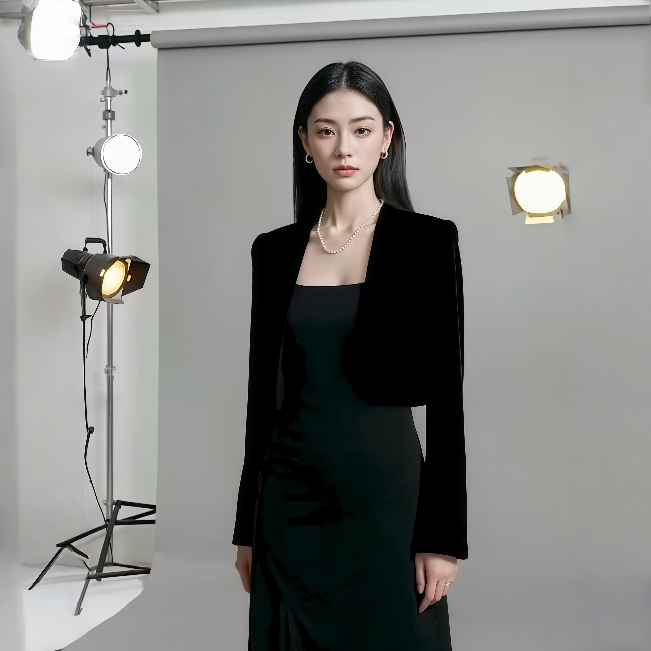 通勤职场圆角黑色西装短款外套女