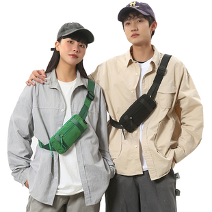 跑步腰包斜挎包男潮牌休闲运动胸包男士 手机包迷你小包女轻便背包