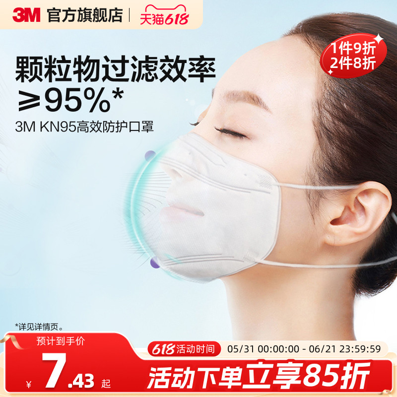 3M口罩kn95防雾霾防尘防工业粉尘花粉舒适透气一次性独立包装