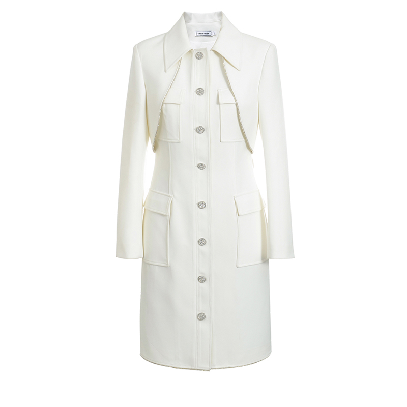 蓝盈莹同款钻链两件式风衣