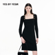 YESIR叶谦原创设计秋新款 YES 绵羊毛高弹针织连衣裙