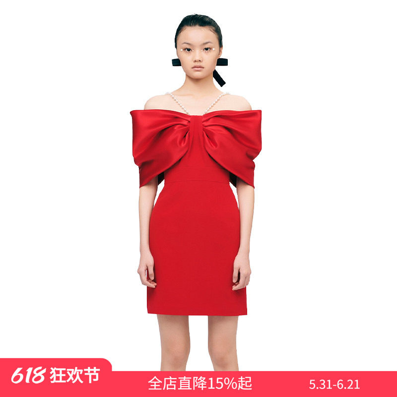 刘令姿同款 YES BY YESIR叶谦设计师轻奢订婚一字肩敬酒服轻礼服