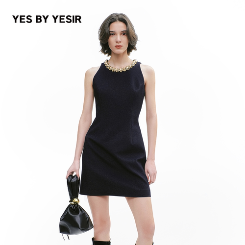 YESBYYESIR静奢钻领牛仔连衣裙