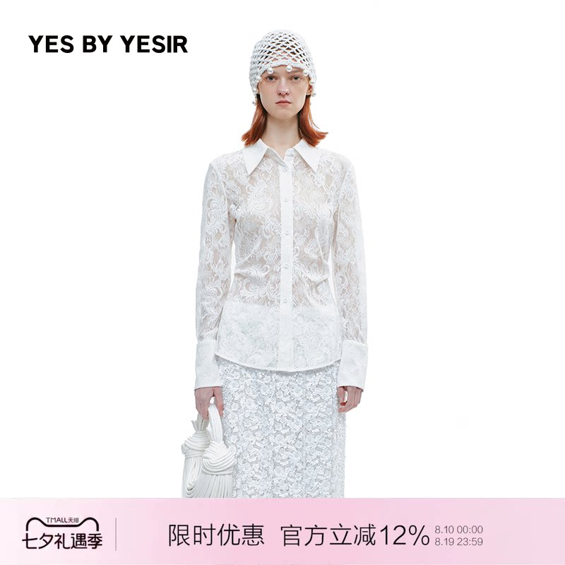 YESBYYESIR浪漫蕾丝透视衬衫