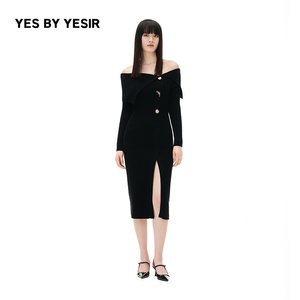 张梓琳同款YES BY YESIR叶谦原创设计师秋冬枪与玫瑰连衣裙