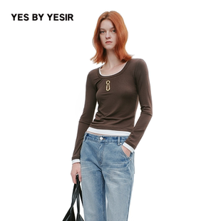 长袖 YES i人区假两件修身 YESIR叶谦原创设计师2025年秋新款 T恤