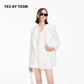 YES 立体LOGO别针刺绣长西服 新款 YESIR叶谦原创设计25年春季