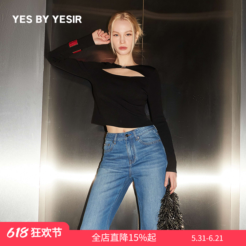 YES BY YESIR叶谦原创设计春季新款时尚黑色解构蝴蝶结上衣