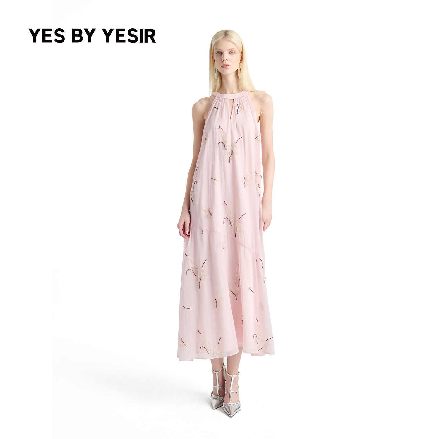 YESBYYESIR秋冬挂脖长款连衣裙